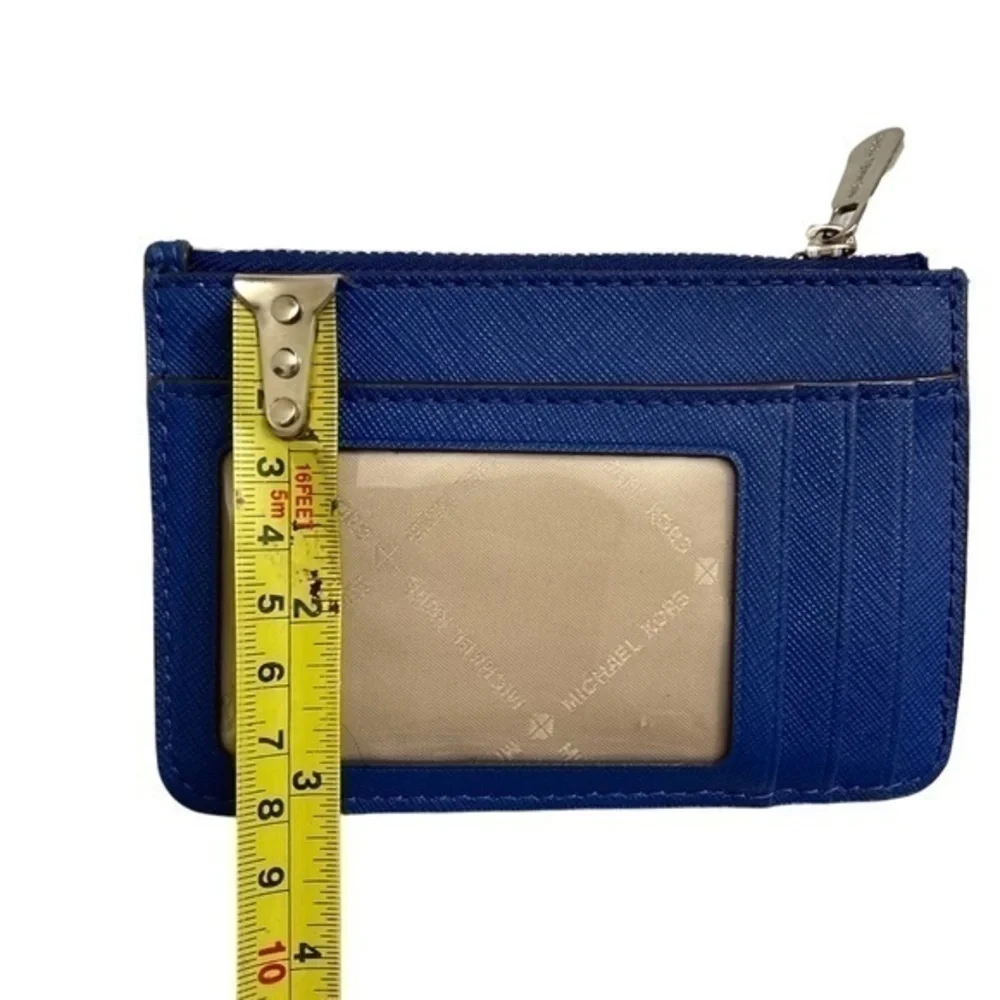 Michael Kors blue saffiano leather keyring card mini coin wallet
